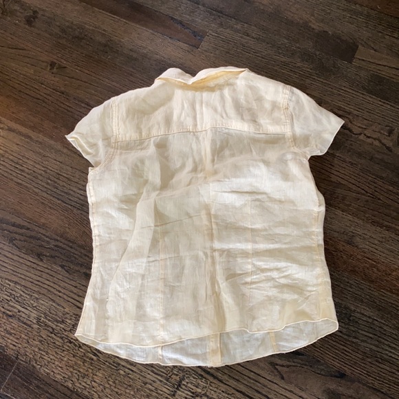 J. Jill Yellow Button Down Short Sleeve Shirt S - Picture 7 of 7